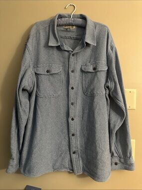 Duluth Trading Co Light Blue Herringbone Shirt Jacket